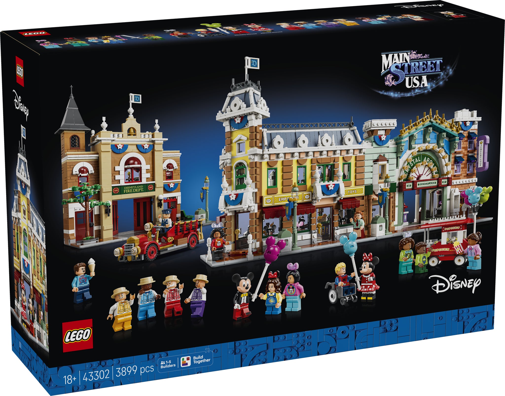 Vista completa do set LEGO Disney Main Street, U.S.A.