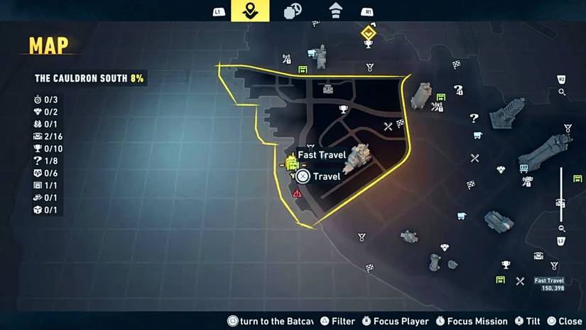 Mapa de The Cauldron South em LEGO Batman: Legacy of the Dark Knight