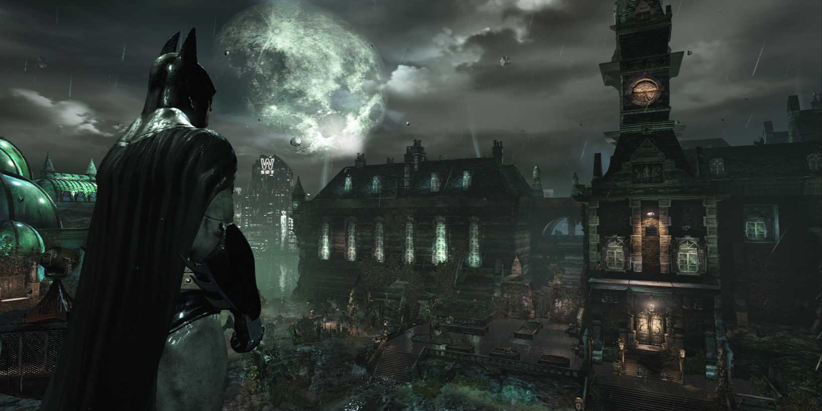 Batman olhando o Asilo Arkham
