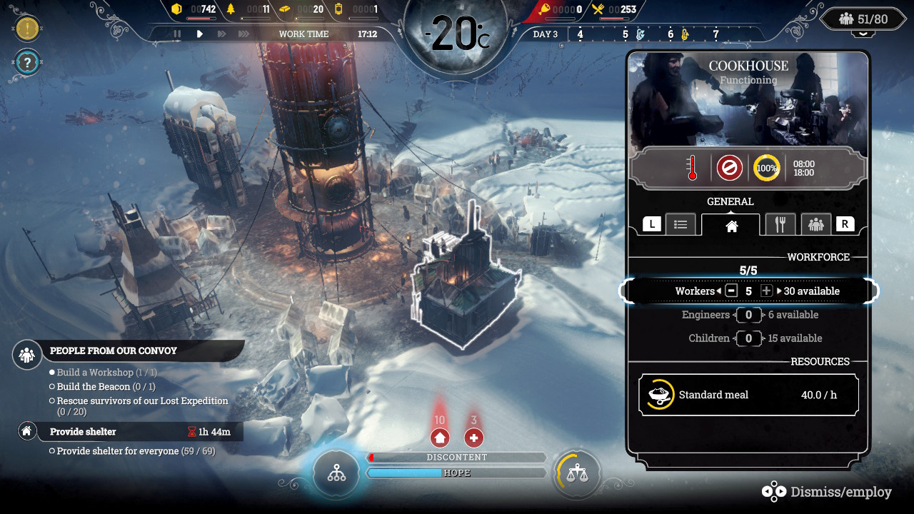 Tela de Frostpunk no Nintendo Switch