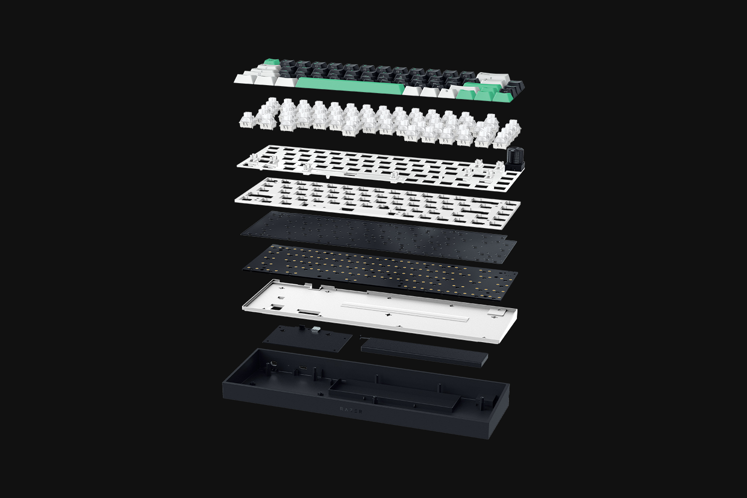 Camadas internas do Razer Reclusa Mini 65%