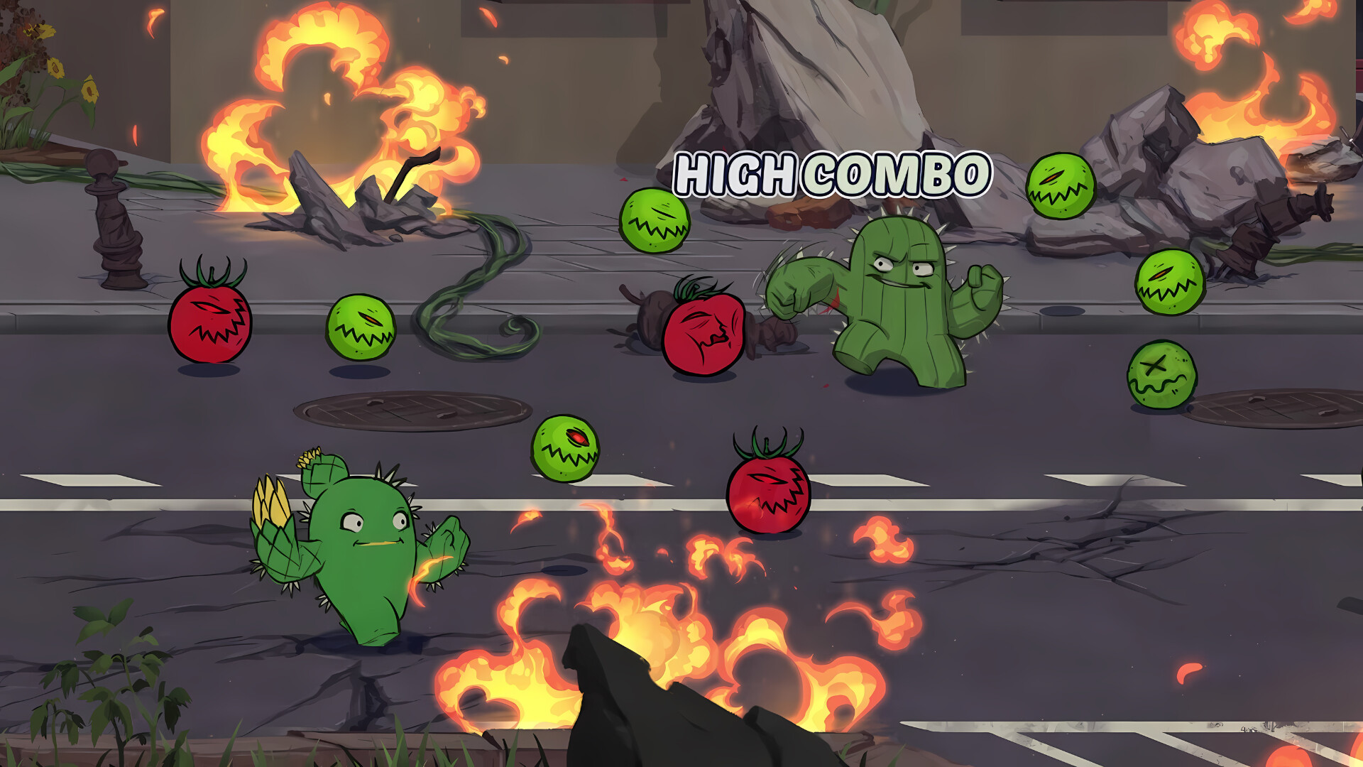 Pancadaria contra vegetais mutantes em Vegelypse